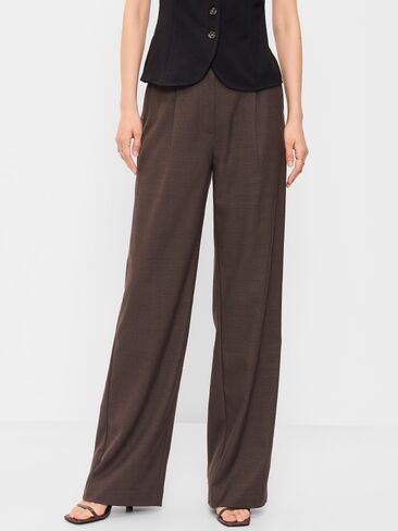 Old Navy High-Waisted Taylor Trouser Wide-Leg Pants - Brown Plaid in Kuwait
