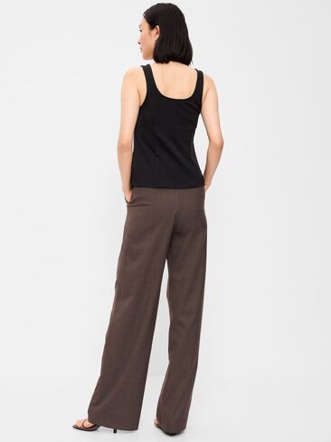 Old Navy High-Waisted Taylor Trouser Wide-Leg Pants - Brown Plaid in Kuwait
