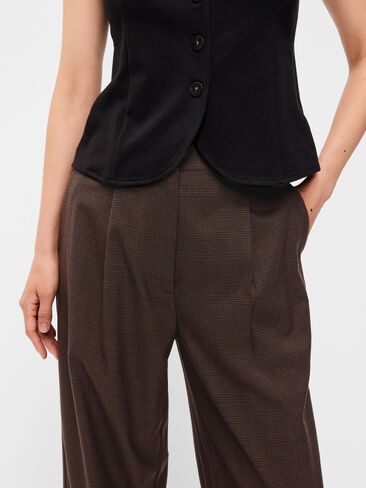 Old Navy High-Waisted Taylor Trouser Wide-Leg Pants - Brown Plaid in Kuwait