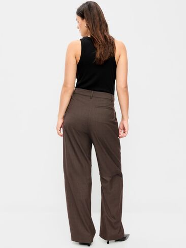Old Navy High-Waisted Taylor Trouser Wide-Leg Pants - Brown Plaid in Kuwait