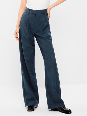 Old Navy High-Waisted Taylor Trouser Wide-Leg Pants - Navy Plaid in Kuwait
