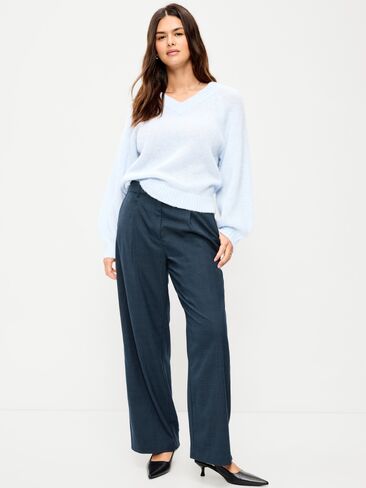 Old Navy High-Waisted Taylor Trouser Wide-Leg Pants - Navy Plaid in Kuwait