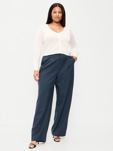 Old Navy High-Waisted Taylor Trouser Wide-Leg Pants - Navy Plaid in Kuwait