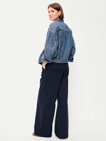 Old Navy Mid-Rise Pleated Wide-Leg Pants - Navy Captain in Kuwait