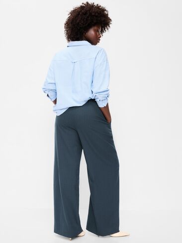 Old Navy High-Waisted Wide-Leg Trouser - Navy Plaid in Kuwait