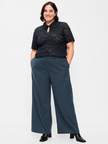 Old Navy High-Waisted Wide-Leg Trouser - Navy Plaid in Kuwait