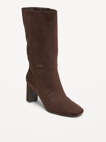 Old Navy Mid-Calf Square-Toe Boot for Women - Chocolate in Kuwait