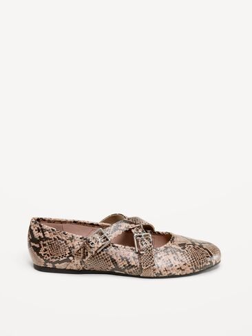 Old Navy Buckle-Strap Mary Jane Ballet Flats for Women - Snake in Kuwait
