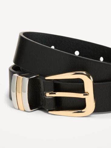 Old Navy Triple-Loop Skinny Belt for Women - Black Jack in Kuwait