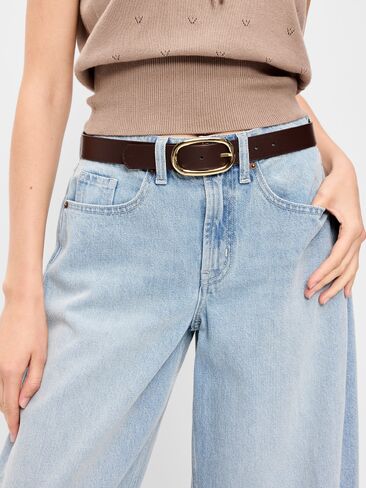 Old Navy Faux-Suede Belt for Women - Dark Chocolate in Kuwait
