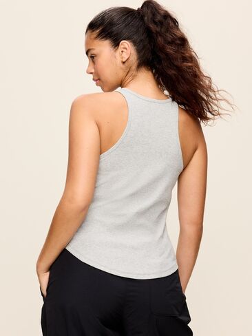 Old Navy CloudLite Ribbed Fitted Tank Top - Light Heather Gray in Kuwait