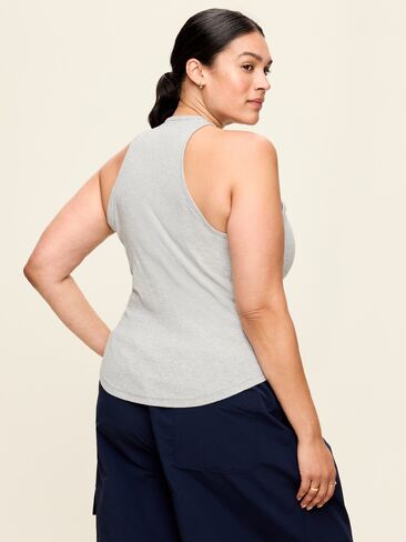 Old Navy CloudLite Ribbed Fitted Tank Top - Light Heather Gray in Kuwait