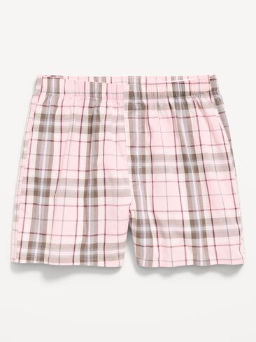 Old Navy Printed Boxer Shorts - White/Pink Plaid in Kuwait