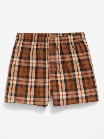 Old Navy Printed Boxer Shorts - Brown Plaid in Kuwait