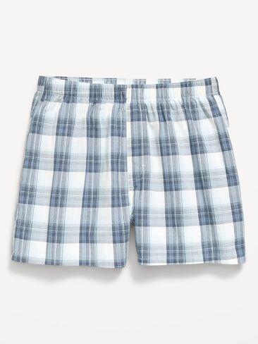 Old Navy Printed Boxer Shorts - White & Blue Plaid in Kuwait