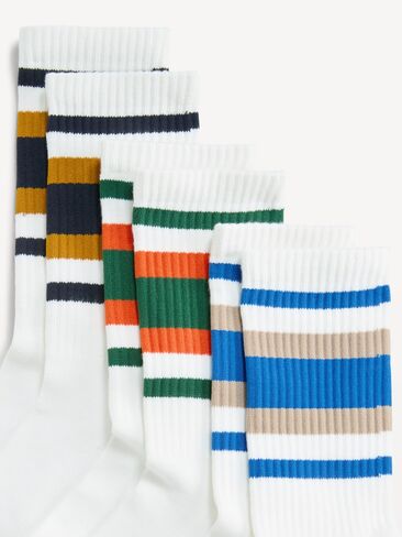 Old Navy Tube Socks 3-Pack - White Multi Stripe in Kuwait