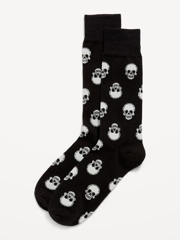 Old Navy Printed Novelty Socks for Men - Skulls Black in Kuwait