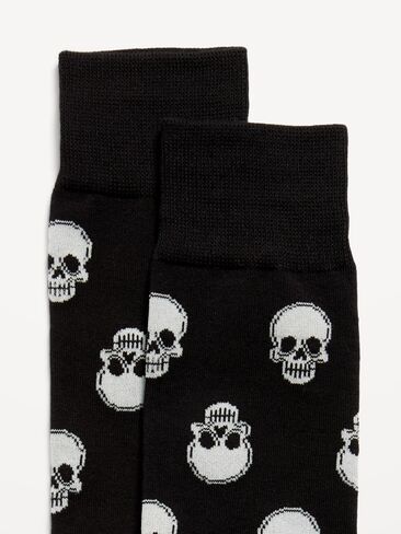 Old Navy Printed Novelty Socks for Men - Skulls Black in Kuwait