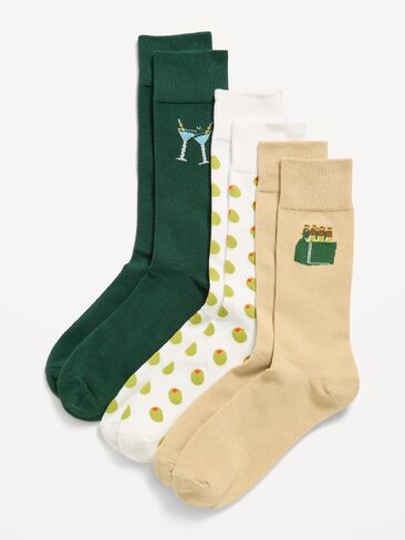 Old Navy Novelty Socks 3-Pack for Men - Olive Drinks in Kuwait
