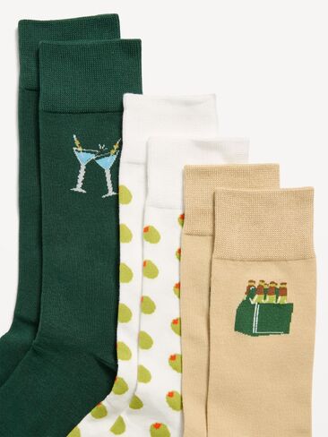 Old Navy Novelty Socks 3-Pack for Men - Olive Drinks in Kuwait