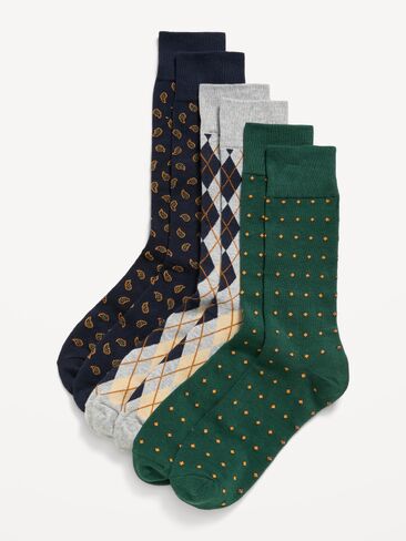 Old Navy Novelty Socks 3-Pack for Men - Brown Orange Argyle in Kuwait