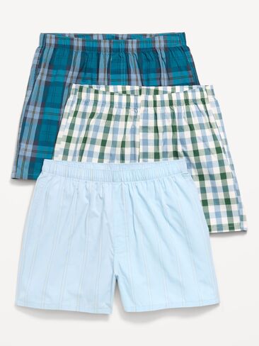 Old Navy Printed Boxer Shorts 3-Pack - Cool Aqua in Kuwait