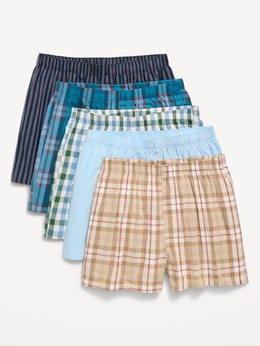 Old Navy 5-Pack Soft-Washed Boxer Shorts -- 3.75-inch inseam - Cool Aqua in Kuwait
