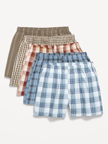 Old Navy 5-Pack Soft-Washed Boxer Shorts -- 3.75-inch inseam - Multi Plaid in Kuwait