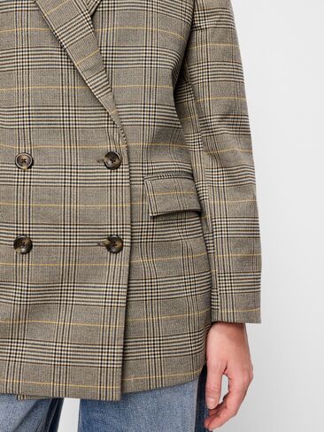 Old Navy Oversized Twill Double-Breasted Blazer - Plaid in Kuwait