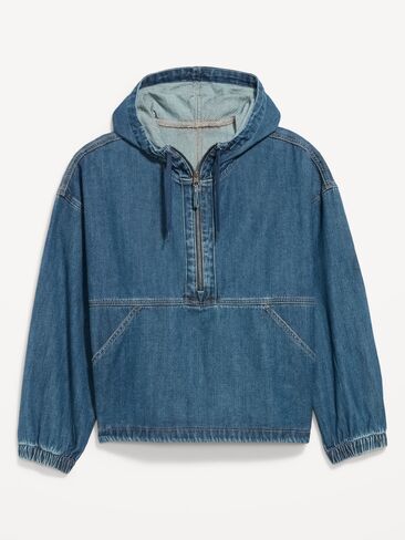 Old Navy Denim Popover Hooded Jacket - Medium Wash in Kuwait
