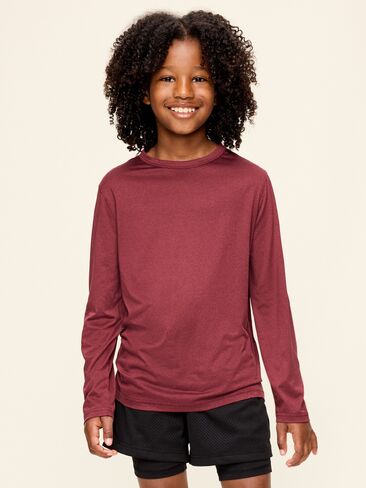 Old Navy CloudMotion Long-Sleeve Performance T-Shirt for Boys - Dark Red in Kuwait