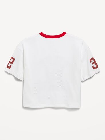 Old Navy Oversized Mesh Graphic Football T-Shirt for Boys - White Lilies in Kuwait
