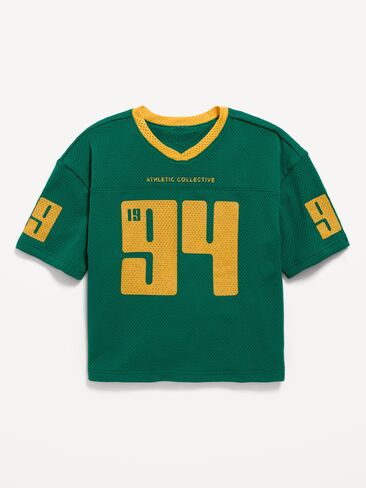 Old Navy Oversized Mesh Graphic Football T-Shirt for Boys - Java Fern in Kuwait
