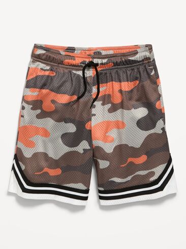 Old Navy Knee Length Mesh Basketball Shorts for Boys - Khaki Camouflage in Kuwait