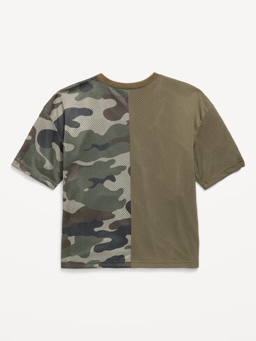 Old Navy Oversized Mesh Graphic T-Shirt for Boys - Loden in Kuwait