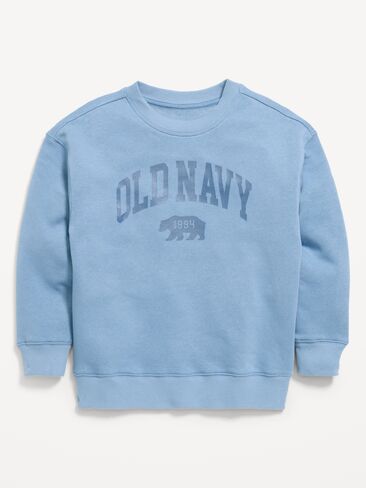 Old Navy Oversized Logo Graphic Crew-Neck Sweatshirt for Boys - Naturalist Blue in Kuwait
