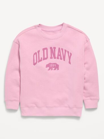 Old Navy Oversized Logo Graphic Crew-Neck Sweatshirt for Boys - Bergamot in Kuwait