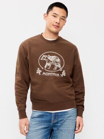 Old Navy Oversized Graphic Crew-Neck Sweatshirt - Dark Walnut in Kuwait