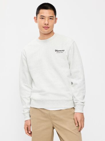 Old Navy Oversized Graphic Crew-Neck Sweatshirt - Antique White Heather in Kuwait