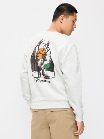 Old Navy Oversized Graphic Crew-Neck Sweatshirt - Antique White Heather in Kuwait