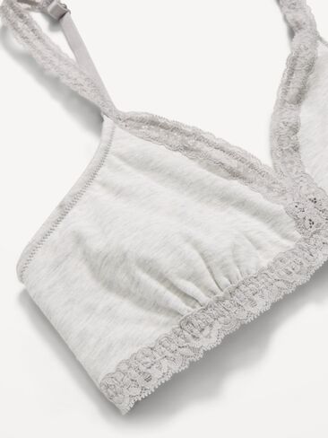Old Navy Lace-Trim Cotton Triangle Bralette - Heather Grey in Kuwait