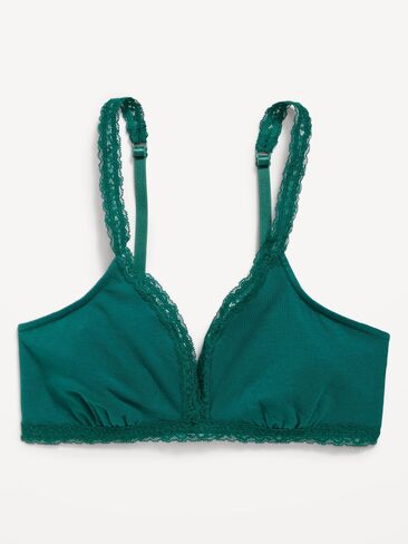 Old Navy Lace-Trim Cotton Triangle Bralette - Deep Lagoon in Kuwait