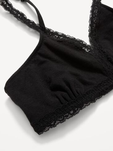 Old Navy Lace-Trim Cotton Triangle Bralette - Black Jack in Kuwait