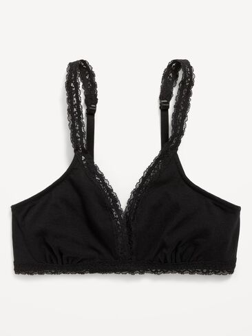 Old Navy Lace-Trim Cotton Triangle Bralette - Black Jack in Kuwait