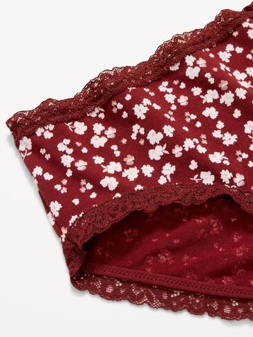 Old Navy Lace-Trim Hipster Underwear - Burgundy Floral in Kuwait