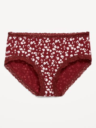 Old Navy Lace-Trim Hipster Underwear - Burgundy Floral in Kuwait