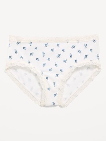 Old Navy Lace-Trim Hipster Underwear - Blue Ditsy Floral in Kuwait