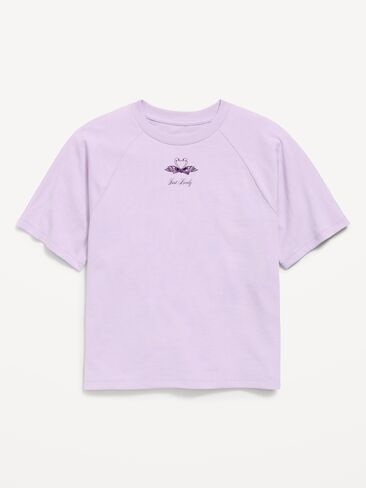 Old Navy Oversized Short-Sleeve Graphic T-Shirt for Girls - Dusky Lavender in Kuwait