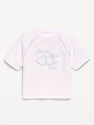 Old Navy Oversized Short-Sleeve Graphic T-Shirt for Girls - White Lilies in Kuwait