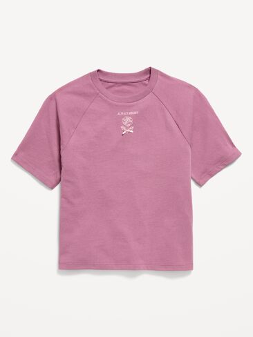 Old Navy Oversized Short-Sleeve Graphic T-Shirt for Girls - Rosewash in Kuwait